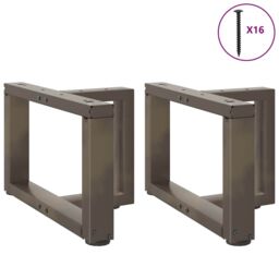 Berkfield Home Coffee Table Legs T-Shaped¬†2 pcs Natural Steel 50x25x(30-31) cm Steel in Black - thumbnail 3