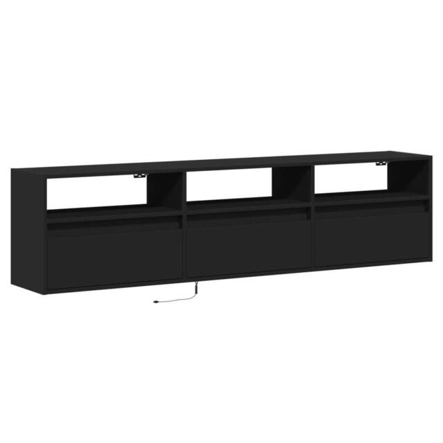 Berkfield Home TV Wall Cabinet with LED Black 180x31x45 cm - Size: 180 x 31 x 45 cm - image 1
