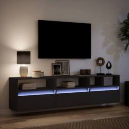 Berkfield Home TV Wall Cabinet with LED Black 180x31x45 cm - Size: 180 x 31 x 45 cm - thumbnail 5