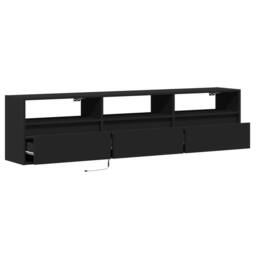 Berkfield Home TV Wall Cabinet with LED Black 180x31x45 cm - Size: 180 x 31 x 45 cm - thumbnail 9