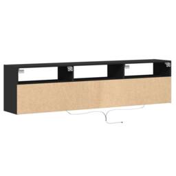 Berkfield Home TV Wall Cabinet with LED Black 180x31x45 cm - Size: 180 x 31 x 45 cm - thumbnail 8
