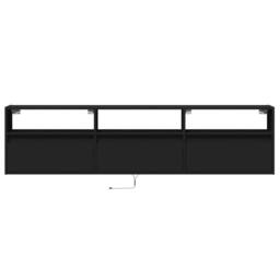 Berkfield Home TV Wall Cabinet with LED Black 180x31x45 cm - Size: 180 x 31 x 45 cm - thumbnail 6