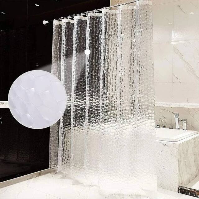 KORVIXA Effect Clear Shower Curtain With Hooks - image 1