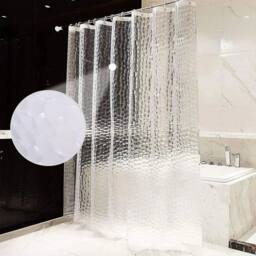 KORVIXA Effect Clear Shower Curtain With Hooks