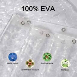 KORVIXA Effect Clear Shower Curtain With Hooks - thumbnail 3