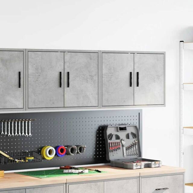 Berkfield Home Durable Garage Wall Cabinets 2 pcs Concrete Grey Engineered Wood - image 1