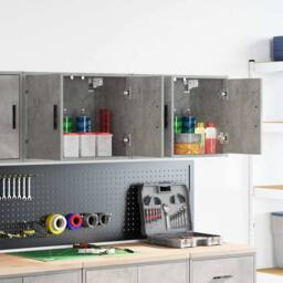 Berkfield Home Durable Garage Wall Cabinets 2 pcs Concrete Grey Engineered Wood - thumbnail 2