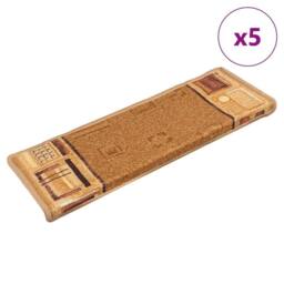 Berkfield Home Stair Mats Self-adhesive 5 pcs 65x21x4 cm Beige - Size: Medium - thumbnail 2