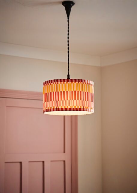 ValueLights Rae Pleated Stripe Multicolour Drum Easy Fit Ceiling Light Lamp Shade - Size: Small - image 1