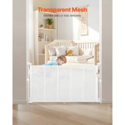 Ferand Retractable Baby Gate 870 mm Tall Extends up to 1400 mm Wide in White - thumbnail 7