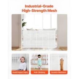 Ferand Retractable Baby Gate 870 mm Tall Extends up to 1400 mm Wide in White - thumbnail 8