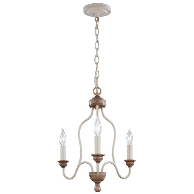 Loops 3 Bulb Chandelier Hanging Pendant LIght Chalk Washed/Beachwood LED E14 60W Bulb