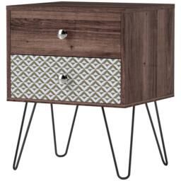 FURNOS Bohemian Inspired Bedside Table Nightstand With 2 Drawers in Brown - thumbnail 6