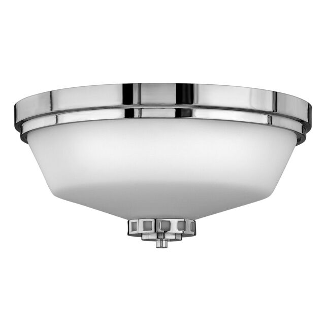 Loops IP44 3 Bulb Flush Light Cased Opal Glass Shade Polished Chrome LED E27 60W in Clear