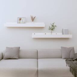 Berkfield Home Wall Shelves 2 pcs White 80x12x9 cm Solid Wood Pine - Size: 80 x 12 x 9 cm