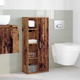 Berkfield Home Bathroom Cabinet with Roll Holder Old Wood 39x22x90 cm in Brown - Size: 39 x 22 x 90 cm - thumbnail 3