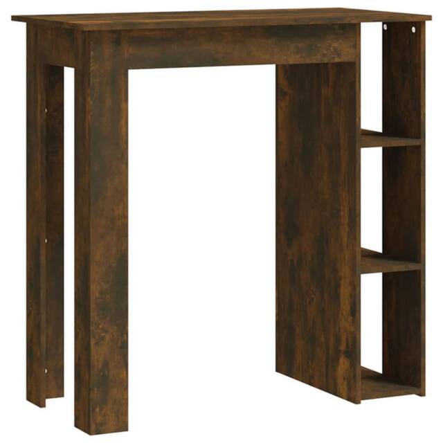 Berkfield Home Bar Table with Shelf Smoked Oak 102x50x103.5 cm Engineered Wood in Brown - image 1