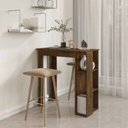 Berkfield Home Bar Table with Shelf Smoked Oak 102x50x103.5 cm Engineered Wood in Brown - thumbnail 6