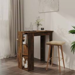 Berkfield Home Bar Table with Shelf Smoked Oak 102x50x103.5 cm Engineered Wood in Brown - thumbnail 2