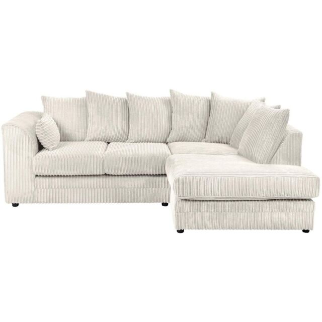 Furniture 786 Chicago Jumbo Cord 4 seater Right Hand Facing Corner Sofa in Ivory - image 1