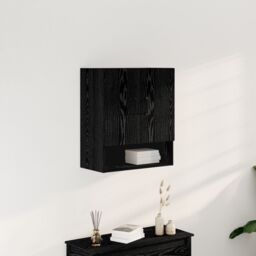 Berkfield Home Wall Cabinet - Black Oak - 60x30x70 cm - Made of Engineered Wood - Size: 60 x 30 x 70 cm - thumbnail 1