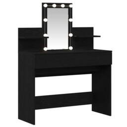 Berkfield Home Dressing Table with LED Black Oak 100x40x130 cm - Size: 100 x 40 x 130 cm