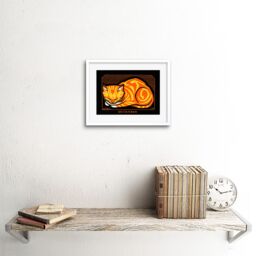 "Artery8 Wall Art Print December Cat Julie De Graag Art Framed 9x7 inch in White - Size: W7"" x H9""" - thumbnail 2