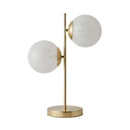 ValueLights Jas Gold Table Lamp with 2 Way White Confetti Glass Globe Shades - thumbnail 7
