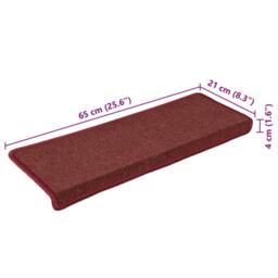 Berkfield Home Decorative Carpet Stair Treads 15 pcs 65x21x4 cm Matte Red - Size: Medium - thumbnail 9