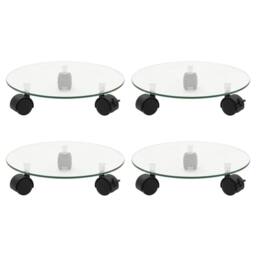 Berkfield Home Plant Rollers 4 pcs 28 cm Tempered Glass Round - thumbnail 2