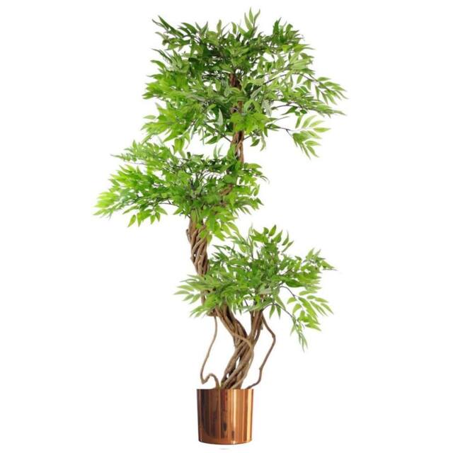 Leaf 140cm Realistic Artificial Japanese Fruticosa Ficus Tree, Green Copper - image 1