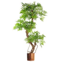Leaf 140cm Artificial Japanese Fruticosa Ficus Tree, Green Copper