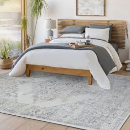Livabliss Roma-Vintage Off-White Grey Charcoal Traditional Boho Living Dining Bedroom Rug in Cream - Size: 60 cm x 90 cm - thumbnail 7