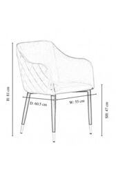 Life Interiors Single Verona Velvet Dining Chair with Quilted Back & Black Legs - Modern Accent Chair with Gold Foot Caps in Blue - thumbnail 6