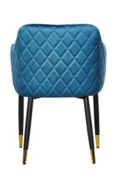 Life Interiors Single Verona Velvet Dining Chair with Quilted Back & Black Legs - Modern Accent Chair with Gold Foot Caps in Blue - thumbnail 4