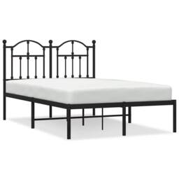 Berkfield Home Metal Bed Frame with Headboard Black 120x200 cm - Size: Small Double - thumbnail 1