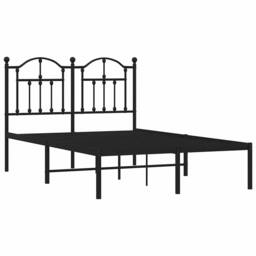 Berkfield Home Metal Bed Frame with Headboard Black 120x200 cm - Size: Small Double - thumbnail 3