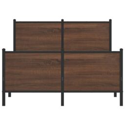 Berkfield Home Metal Bed Frame without Mattress Brown Oak 120x190 cm Small Double - thumbnail 3