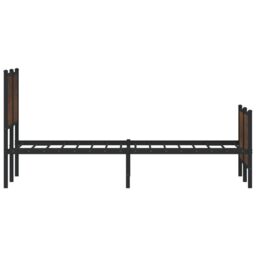 Berkfield Home Metal Bed Frame without Mattress Brown Oak 120x190 cm Small Double - thumbnail 4