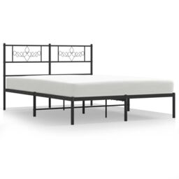 Berkfield Home Metal Bed Frame with Headboard Black 160x200 cm - thumbnail 2