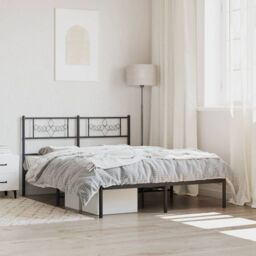 Berkfield Home Metal Bed Frame with Headboard Black 160x200 cm
