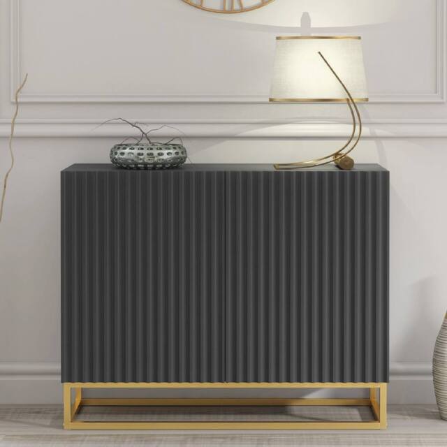Creative Furniture Ripple Sideboard 100cm - Dark Grey with Fluted Doors - image 1