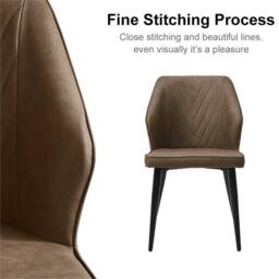 Kelvenix 2 Pcs Dining Chair Faux Leather Soft Padded Chair -Brown in Brown - thumbnail 7