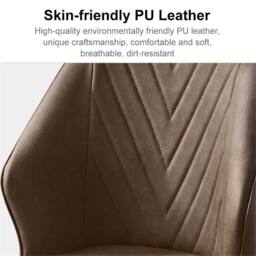 Kelvenix 2 Pcs Dining Chair Faux Leather Soft Padded Chair -Brown in Brown - thumbnail 6