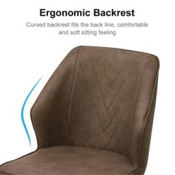 Kelvenix 2 Pcs Dining Chair Faux Leather Soft Padded Chair -Brown in Brown - thumbnail 8
