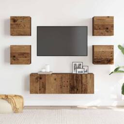 Berkfield Home 5 Piece TV Cabinet Set Wall-mounted Old Wood Engineered Wood - thumbnail 3