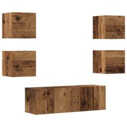 Berkfield Home 5 Piece TV Cabinet Set Wall-mounted Old Wood Engineered Wood - thumbnail 1