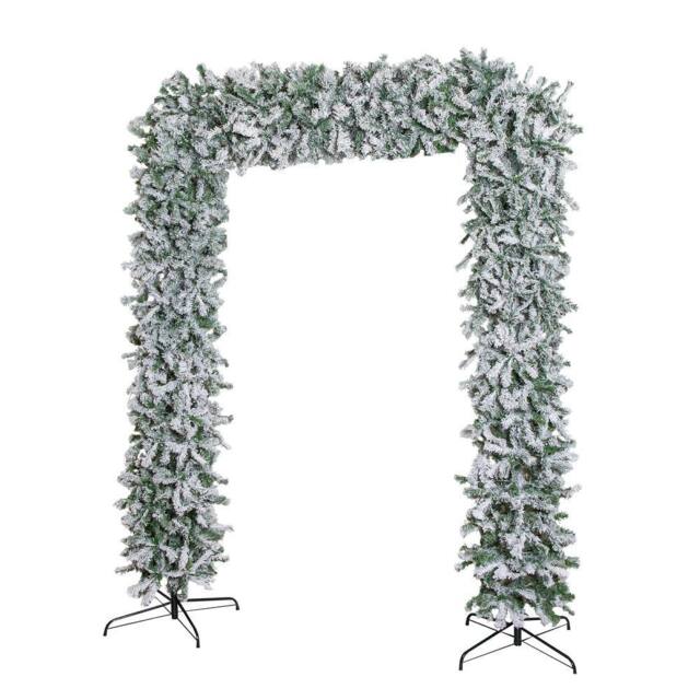 Samuel Alexander 8ft Single Door Flocked Christmas Tree Flat Top Arch with 2000 Tips in White - image 1