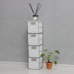 Home Source Metal Frame White Rattan Storage Drawers Organiser Fully Assembled - thumbnail 1