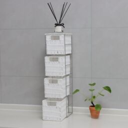 Home Source Metal Frame White Rattan Storage Drawers Organiser Fully Assembled - thumbnail 2